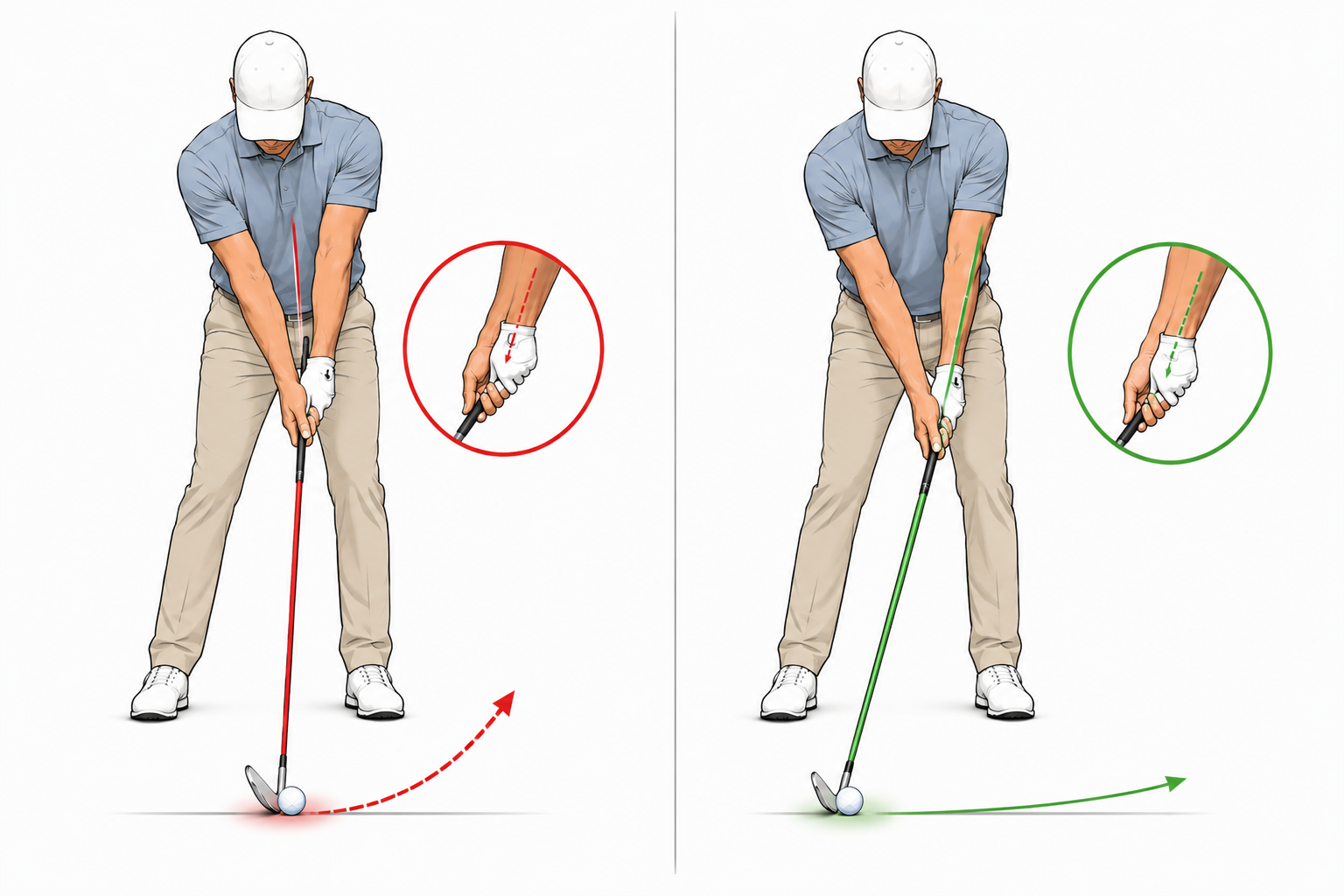 Illustration of casting in the golf swing